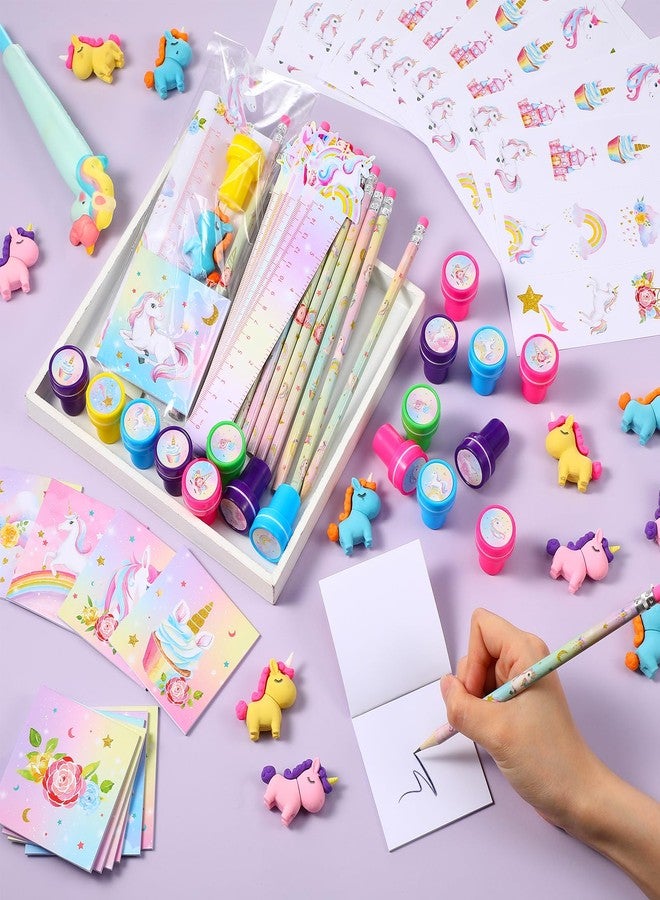 PerKoop 168 Pcs Unicorn Favors Unicorn Goodie Favor Bags with Mini Notebooks Pencils Sticker Stamps Pastel Rainbow Birthday Decorations for Adults Prizes Gifts Goody Favors Bag Fillers Supplies - Image 4